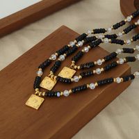 Vintage Style Color Block Beaded Agate Titanium Steel Beaded Plating 18k Gold Plated Women's Necklace main image 3