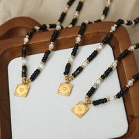 Vintage Style Color Block Beaded Agate Titanium Steel Beaded Plating 18k Gold Plated Women's Necklace main image 1