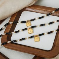 Vintage Style Color Block Beaded Agate Titanium Steel Beaded Plating 18k Gold Plated Women's Necklace main image 4