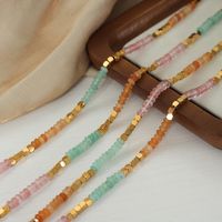 Elegant Color Block Crystal Stone Beaded Plating 18k Gold Plated Women's Necklace main image 4
