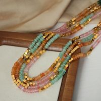Elegant Color Block Crystal Stone Beaded Plating 18k Gold Plated Women's Necklace main image 1