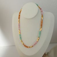 Elegant Color Block Crystal Stone Beaded Plating 18k Gold Plated Women's Necklace sku image 1