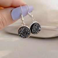 1 Pair Simple Style Round Plating Inlay Alloy Artificial Crystal Drop Earrings main image 1
