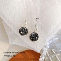 1 Pair Simple Style Round Plating Inlay Alloy Artificial Crystal Drop Earrings main image 3