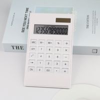 Solar White Calculator 12-bit Crystal Button Dual Power Gift Office Computer main image 1