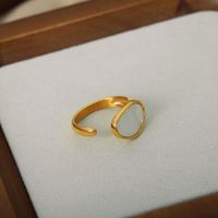 French Style Color Block Titanium Steel Plating Inlay Shell 18k Gold Plated Open Rings main image 6