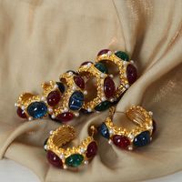 Wholesale Jewelry Retro Color Block Resin Titanium Steel 18k Gold Plated Plating Ear Studs main image 1