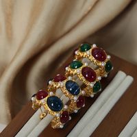 Wholesale Jewelry Retro Color Block Resin Titanium Steel 18k Gold Plated Plating Ear Studs main image 5