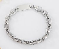 Punk Oval Titanium Steel Plating Chain Bracelets Necklace sku image 1