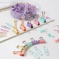 Solid Color Metal Class Learning Graduation Cute Paper Clip Long Tail Clip main image 4