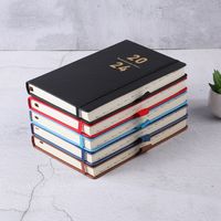 1 Piece Number Class Learning Imitation Leather Wood-free Paper Business Retro Notebook main image 5