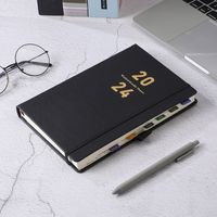 1 Piece Number Class Learning Imitation Leather Wood-free Paper Business Retro Notebook main image 4