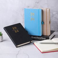 1 Piece Number Class Learning Imitation Leather Wood-free Paper Business Retro Notebook main image 2