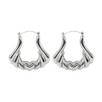 1 Pair Vintage Style Geometric Solid Color Irregular Plating Stainless Steel Hoop Earrings sku image 1