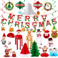 Christmas Cartoon Style Cute Christmas Tree Snowman Paper Indoor Party Festival Hanging Ornaments main image 1