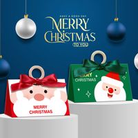 Noël Style De Bande Dessinée Père Noël Blanc Carton Fête Fournitures D'emballage Cadeau main image 2
