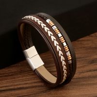 Hip Hop Retro Grano Acero Inoxidable Trenza Hombres Brazalete main image 1