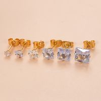 1 Piece Ear Cartilage Rings & Studs Simple Style Classic Style Geometric Square 316 Stainless Steel  Plating Inlay Zircon main image 1