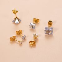 1 Piece Ear Cartilage Rings & Studs Simple Style Classic Style Geometric Square 316 Stainless Steel  Plating Inlay Zircon main image 5
