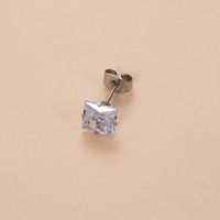 1 Piece Ear Cartilage Rings & Studs Simple Style Classic Style Geometric Square 316 Stainless Steel  Plating Inlay Zircon sku image 1