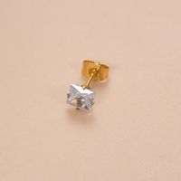 1 Piece Ear Cartilage Rings & Studs Simple Style Classic Style Geometric Square 316 Stainless Steel  Plating Inlay Zircon sku image 3