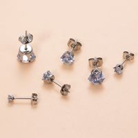 1 Piece Ear Cartilage Rings & Studs Simple Style Classic Style Geometric Round 316 Stainless Steel  Plating Inlay Zircon main image 2