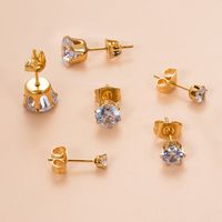 1 Piece Ear Cartilage Rings & Studs Simple Style Classic Style Geometric Round 316 Stainless Steel  Plating Inlay Zircon main image 4