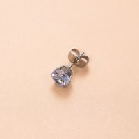 1 Piece Ear Cartilage Rings & Studs Simple Style Classic Style Geometric Round 316 Stainless Steel  Plating Inlay Zircon sku image 1