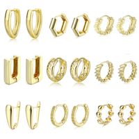 1 Pair Basic Retro Geometric Solid Color Plating Copper Alloy Brass 14K Gold Plated Ear Studs main image 1