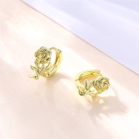 1 Pair Basic Retro Heart Shape Bow Knot Plating Copper Alloy Brass 14K Gold Plated Ear Studs sku image 1