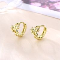 1 Pair Basic Retro Heart Shape Bow Knot Plating Copper Alloy Brass 14K Gold Plated Ear Studs sku image 9