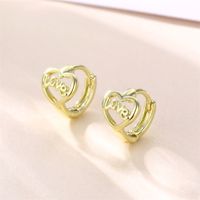 1 Pair Basic Retro Heart Shape Bow Knot Plating Copper Alloy Brass 14K Gold Plated Ear Studs sku image 3