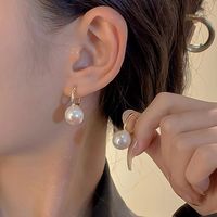 1 Pair Lady Printing Plating Imitation Pearl Drop Earrings main image 1
