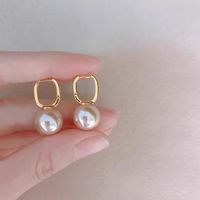 1 Pair Lady Printing Plating Imitation Pearl Drop Earrings main image 3