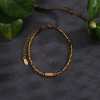 Simple Style Solid Color Stainless Steel Natural Stone Beaded Handmade Plating 18k Gold Plated Bracelets main image 3