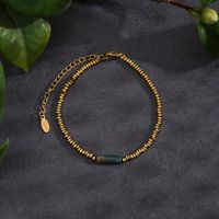 Simple Style Solid Color Stainless Steel Natural Stone Beaded Handmade Plating 18k Gold Plated Bracelets main image 8