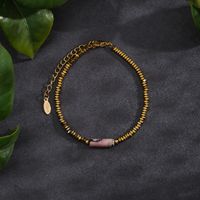 Simple Style Solid Color Stainless Steel Natural Stone Beaded Handmade Plating 18k Gold Plated Bracelets main image 9