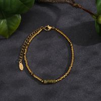 Simple Style Solid Color Stainless Steel Natural Stone Beaded Handmade Plating 18k Gold Plated Bracelets main image 6