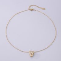 Vintage Style Leopard Head Stainless Steel Plating Inlay Zircon 18k Gold Plated Pendant Necklace main image 2
