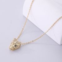Vintage Style Leopard Head Stainless Steel Plating Inlay Zircon 18k Gold Plated Pendant Necklace sku image 1