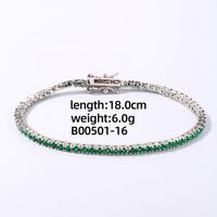 Hip-hop Vintage Style Simple Style Solid Color Copper Plating Inlay Gem Silver Plated Bracelets sku image 2