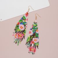 1 Pair Vacation Handmade Color Block Beaded Braid Seed Bead Dangling Earrings sku image 5