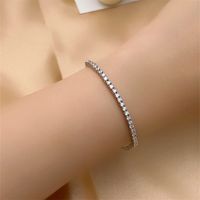 Hip-hop Vintage Style Simple Style Solid Color Copper Plating Inlay Gem Silver Plated Bracelets main image 4