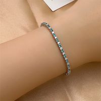 Hip-hop Vintage Style Simple Style Solid Color Copper Plating Inlay Gem Silver Plated Bracelets main image 3