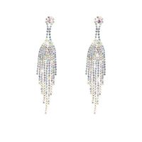 1 Pair Simple Style Solid Color Plating Inlay Copper Rhinestones Silver Plated Drop Earrings main image 4