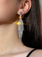 1 Pair Simple Style Solid Color Plating Inlay Copper Rhinestones Silver Plated Drop Earrings sku image 1