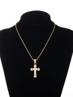 Gothic Hip-hop Punk Cross Zinc Alloy Plating Inlay Rhinestones 18k Gold Plated Men's Pendant Necklace main image 5