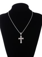 Gothic Hip-hop Punk Cross Zinc Alloy Plating Inlay Rhinestones 18k Gold Plated Men's Pendant Necklace main image 6