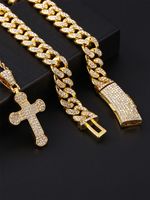 Gothic Hip-hop Punk Cross Zinc Alloy Plating Inlay Rhinestones 18k Gold Plated Men's Pendant Necklace main image 2