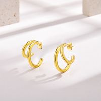 1 Pair Simple Style Classic Style Roman Style Solid Color 304 Stainless Steel Gold Plated Ear Studs main image 1